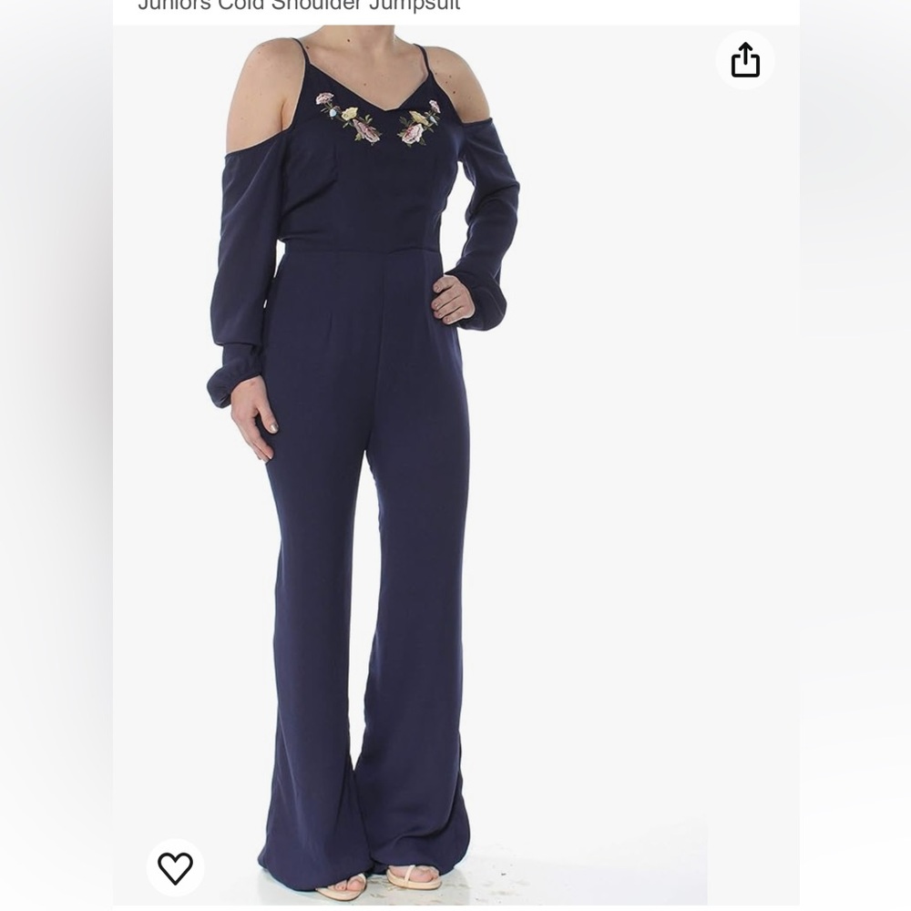 The Edit by Seventeen Juniors Cold Shoulder Navy Jumpsuit